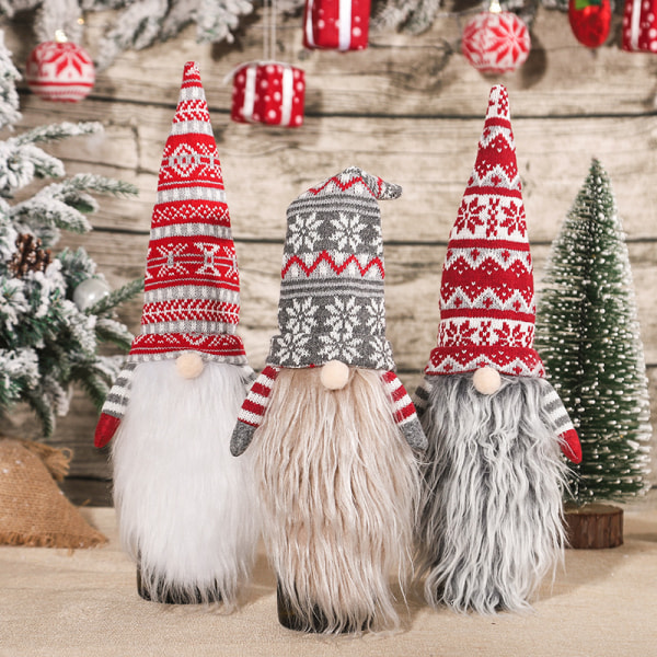 4-pack jultomte-vinsflaskeöverdrag, handgjorda tomte-svenska tomtar dekorativa vinflaskeöverdrag