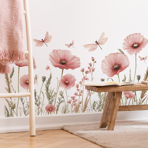 Väggdekaler Blommor Vallmo Väggdekal Röda Blommor Stor Blommig Växt Väggdekoration Vardagsrum Sovrum Badrum