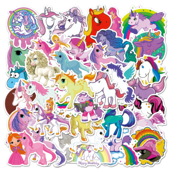 Personalized Unicorn Cartoon Sticker, 52 Pack Vinyl Stickers