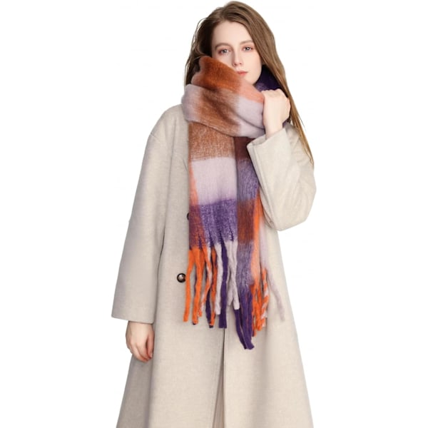 Kvinnors K Cashmere Stor Färgad Rutig Halsduk Vinter Varm Wrap Halsduk