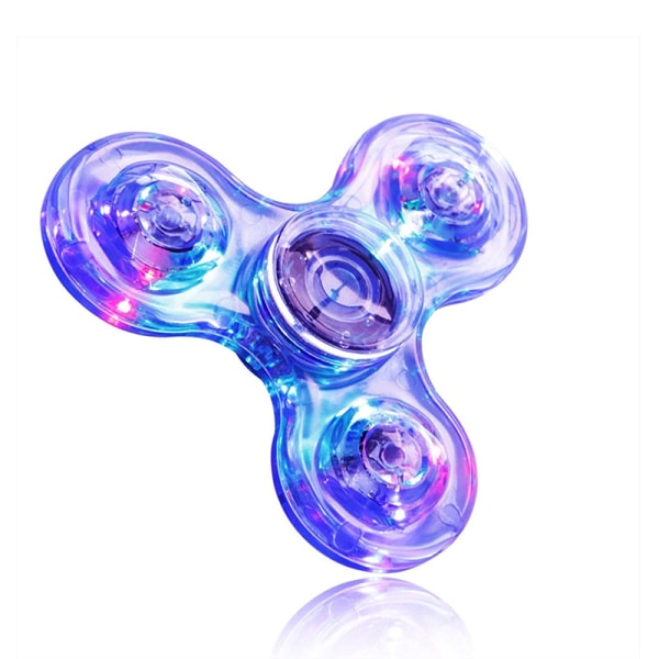 2 stk LED Lys Fidget Spinner - Krystalblå, Lys Fidget Fin