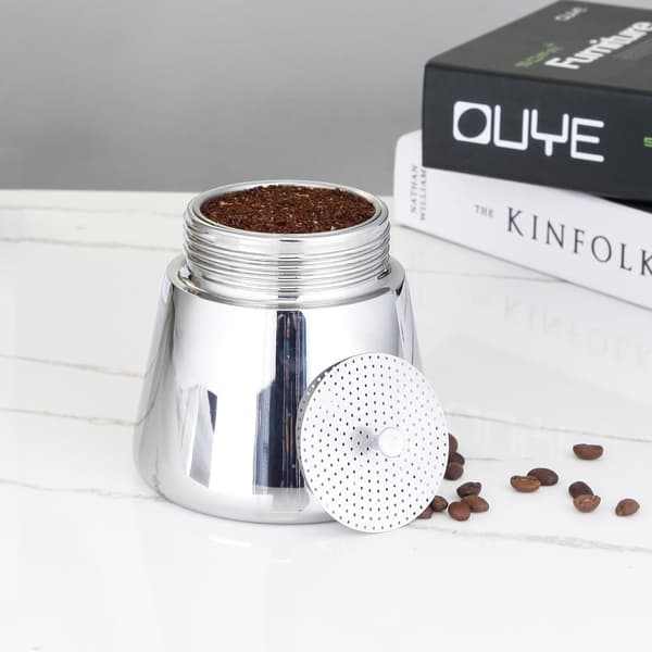 Kaffereduksjon i rustfritt stål, erstatning for espressomaskin, 6-kopps størrelse