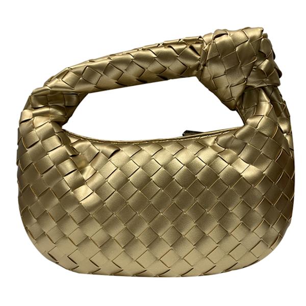 Mini guld handväska för kvinnor handvävd