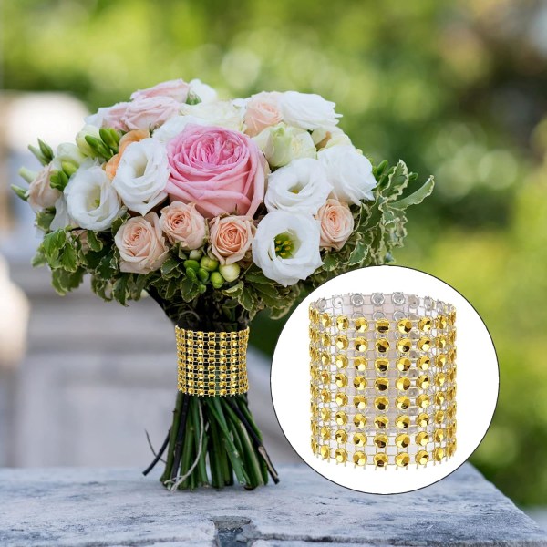 (Guld) 35 stk. Rhinestone servietringe Rhinestone mesh servietholder til bryllupsreception