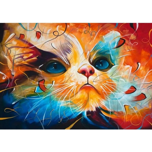 (30x40cm) Art Moderne Katt Diamantmalerisett 5D Diamant A