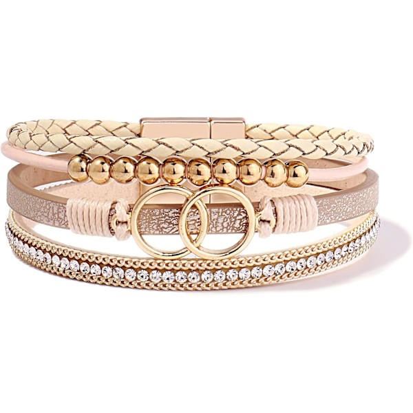 Boho Wrap Armbånd Lær Armbånd Perlearmbånd Dame