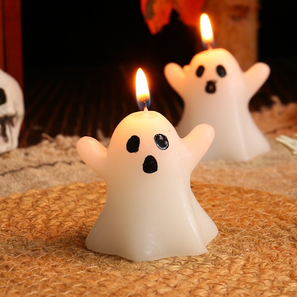 12 stk. Halloween Spøgelseslys, Spooky Lys, Hvide Flydende Lys, Halloween Dekorative Bordlys, Hvide Drypfri Lys