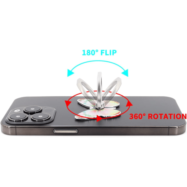 (Ljusgrön) Fjärilsmobilringhållare Finger Ring Grepp Stativ 360° Rotation 180° Vändbar Universal Stöd