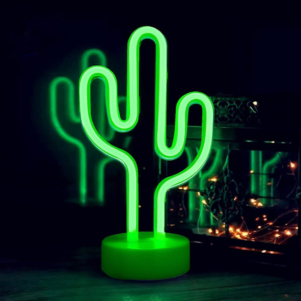Kaktus LED-lys Neon skiltlys med base Nattlys