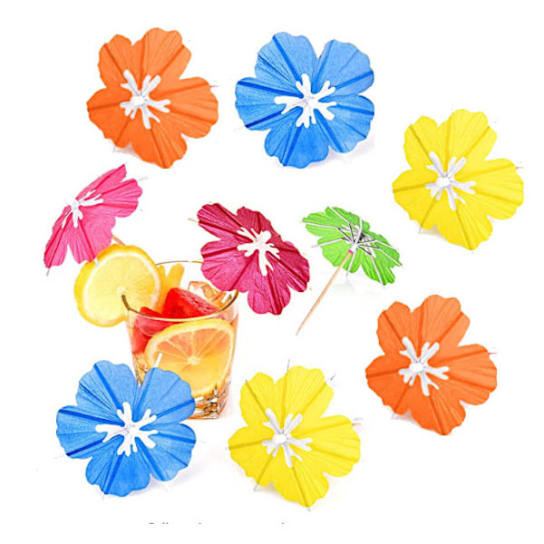Drinkparaply Cocktailpinnar, Tropiska Hawaiianska Luau Party Parasoll Tandpetare, Cupcake Topper för Sommar, Pool, Tiki Party Dekorationer 50 st