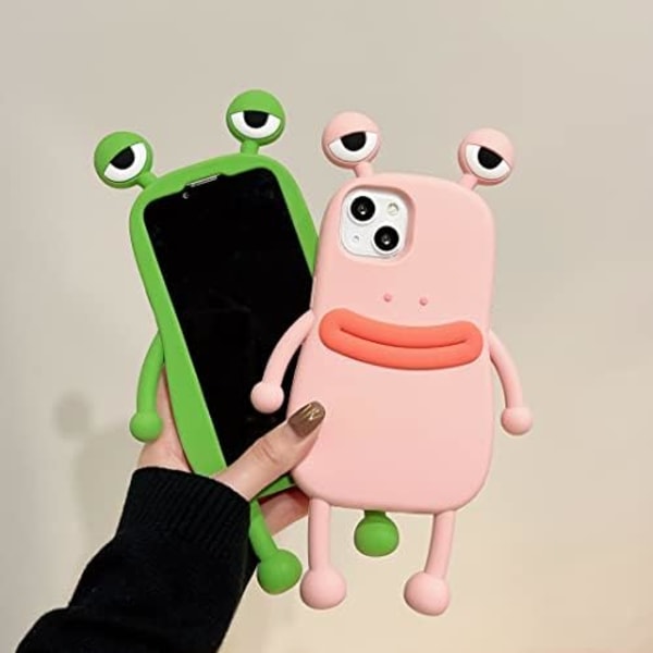 3D Cartoon Söt Kawaii Underbar Korvmun Groda Form Barn Tonåringar Flickor Kvinnor Mjuk Silikonfodral för iPhone 13 Pro Max G