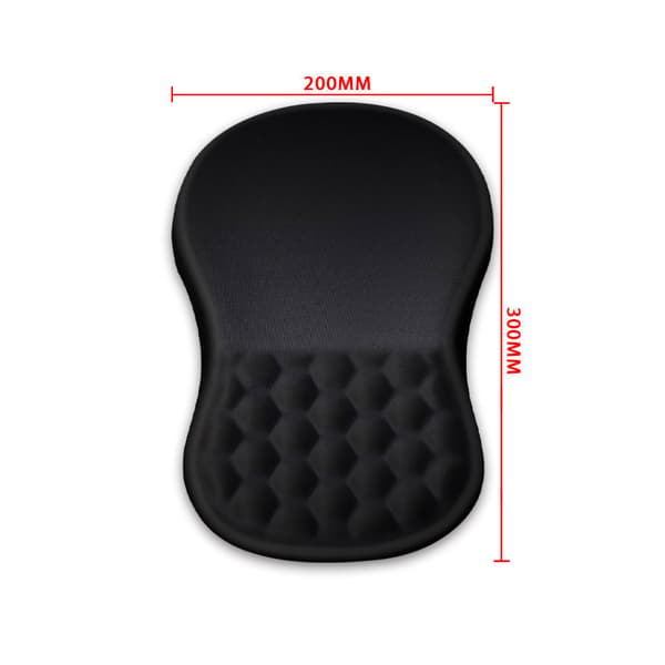 (30x20 cm, Sort) Musemåtte med håndledsstøtte og massage design, Håndledshvile smertelindrende musemåtte med memory foam & skridsikker PU base, Musemåtter til trådløs