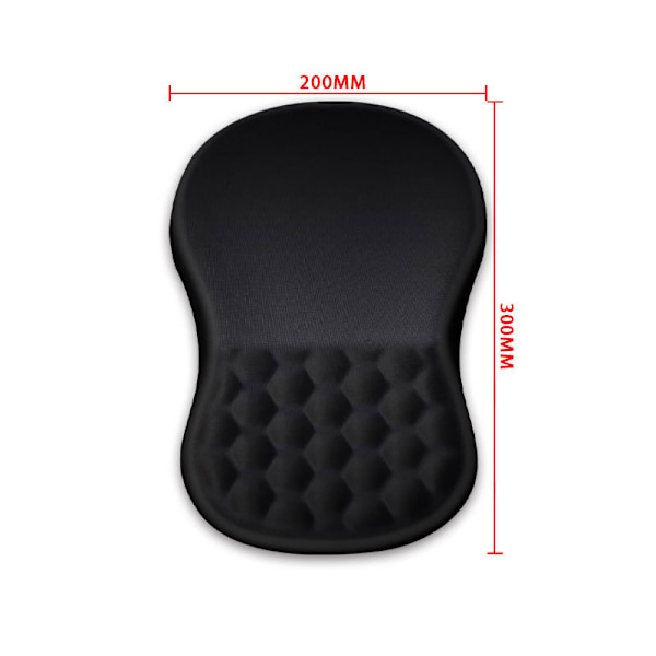 (30x20 cm, Svart) Musmatta med handledsstöd och massagefunktion, handledsstöd med minnesskum & halkfri PU-bas, musmattor för trådlösa möss