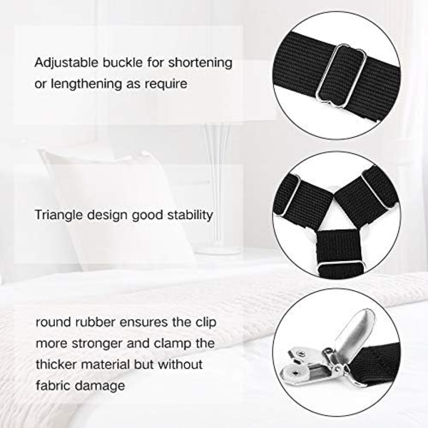 7-30 cm Sängilakanankiinnikkeet, 4 kpl Säädettävät Kolmionmuotoiset Elastisen Suspenders Gripper Holder Straps Clip Sängille, Mattr