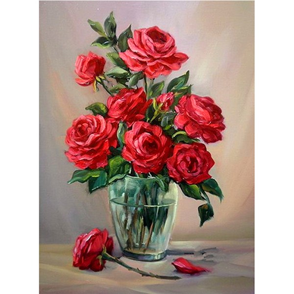 30x40 cm - 4 5D DIY Diamantmaleri, Blomsterkomposition