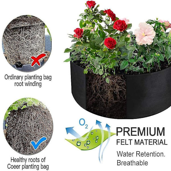 Rund plantebeholder dyrk poser blomsterpot stof have R