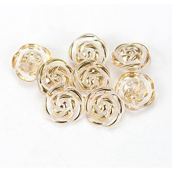 50 kpl Akryyliruusu Kukkaknappit Paita Napit Ompele Tarvikkeet DIY Käsityöt (Kultainen, 12.5mm)