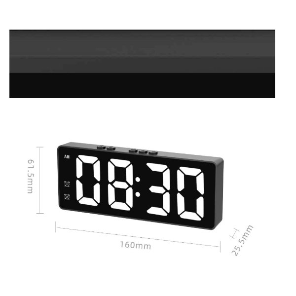 1 st digital väckarklocka, digital klocka med LED-display, elektronisk med snooze-funktion, Mornin