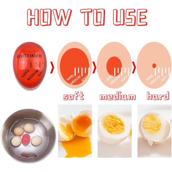 5.5x2.3x4cm 2 STK Egg Timer Kjøkken Kokt Egg Timer Fargeskiftende Egg Timer Egg Koketimer Uendelig Gjenbrukbar for Gave og Hjemmebruk