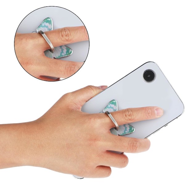 4 ST Butterfly Mobiltelefon Ringhållare Zinklegering Söt 360° Rotation Metall Finger Mönster Målad Universal Telefon Ringhållare Kompatibel för Alla Smartp