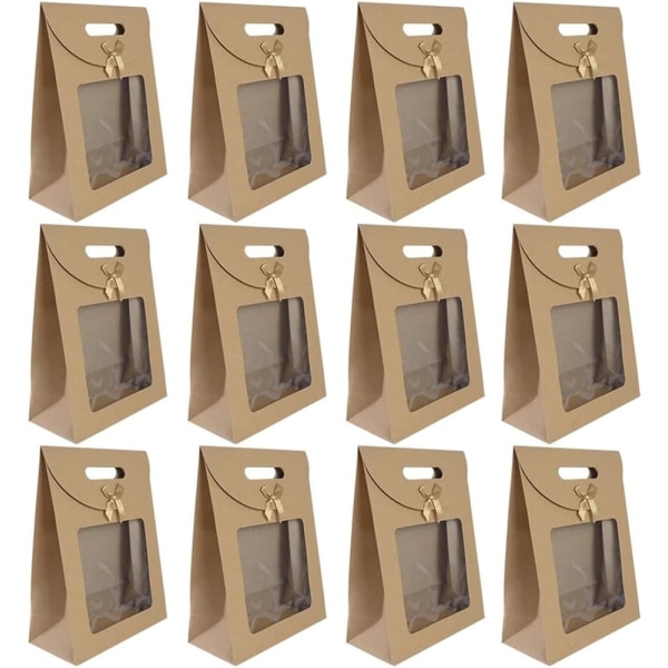 20 Pieces 20 * 14 * 7 cm Kraft Paper Gift Box, Gift Bag with Wind