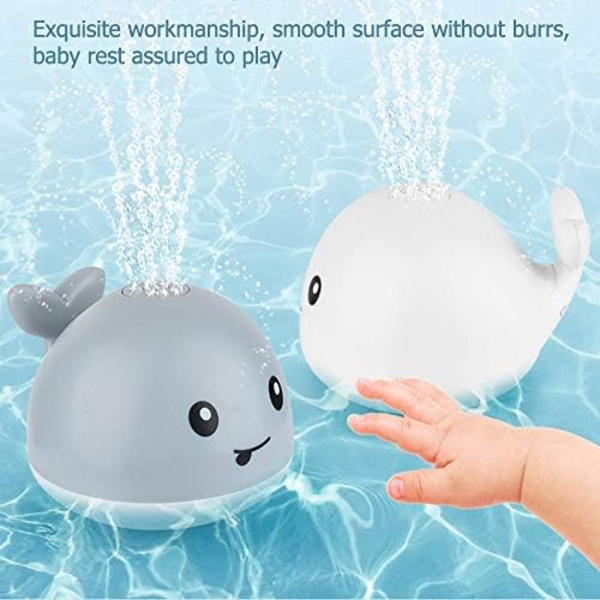 Babybad- och poolleksak, Jet Whale med LED Grå