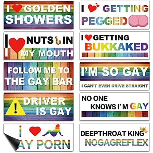 10 stk. Bumper Decals Sjove Bilstickers Regnbue Bumper Stickers Prank Bilstickers Farverige Biltilbehør til Lastbil