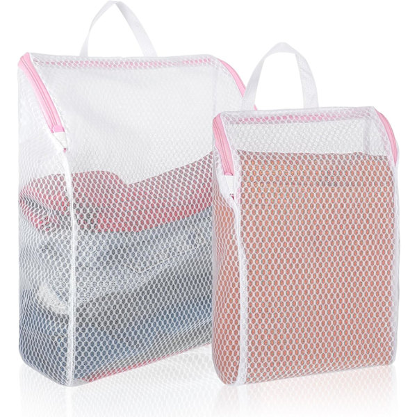 2 stk Sokk Vaskpose for Vaskemaskin, Honningkake Mesh Vaskposer med Håndtak, Stor Åpning Delikat Vaskpose for