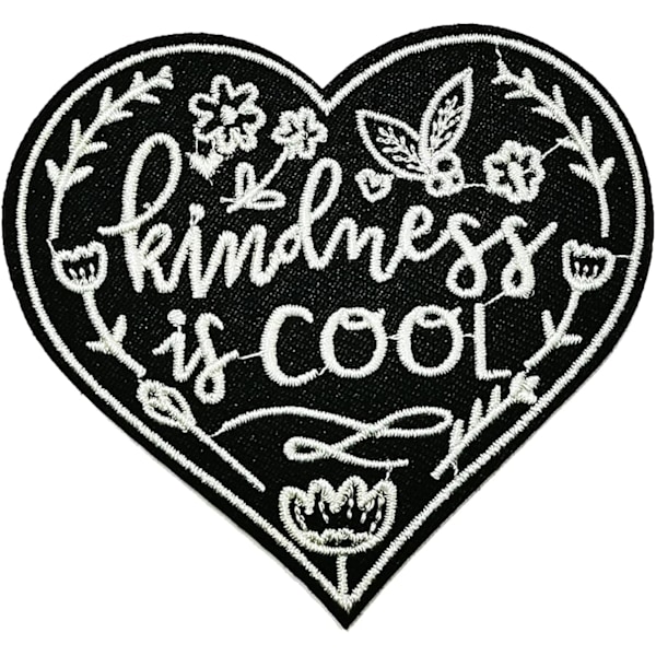Strykjärnspåsydd Broderad Patch, Punk Cool Svart Hjärta Patch - Broderad Applikation Badge Strykjärn På/Sy På DIY Klädaccessoar