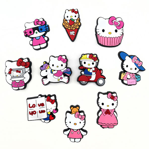 Sko Charms 10stk HelloKitty Serie Hul Sko Blomster Tilbehør