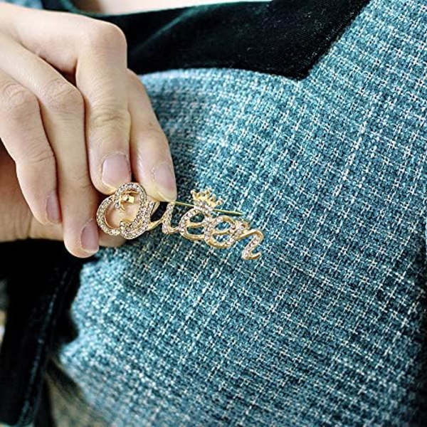 5x1,8 cm Drottningkronans Broschnålar för Kvinnor Flickor Fest Mode Feminist Strass Kristall Lapel Nål Tillbehör