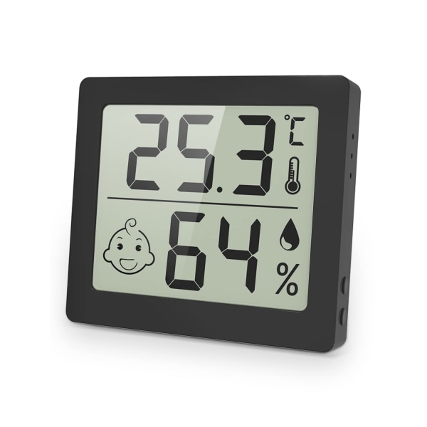 (Sort) Digitalt Hygrometer Innendørs termometer Fuktighetsmålerrom