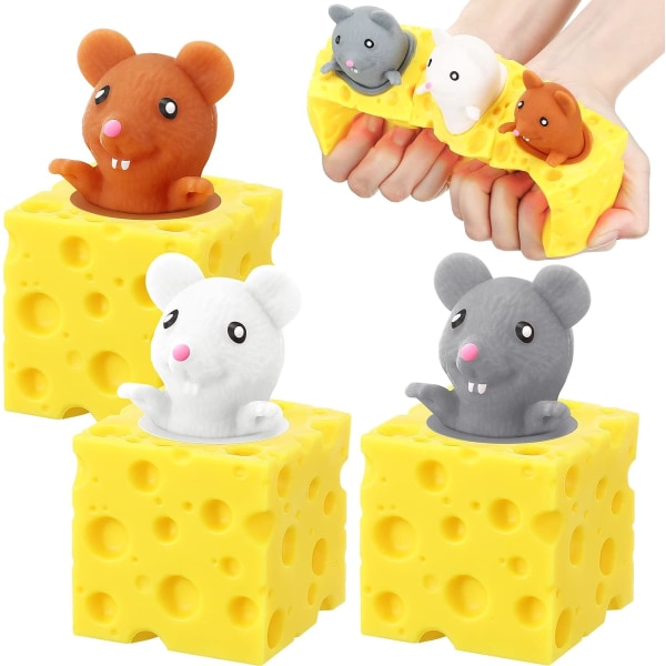 3 st Cheese Toy Cheese Stress Ball Fidget Toys Mus i Squish