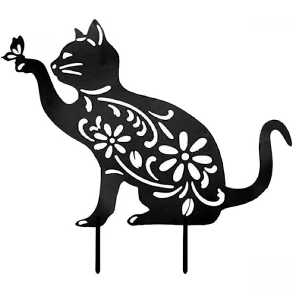 Metall silhuett katt ornamenter, for utendørs gårdsplass hagedekorasjon Black