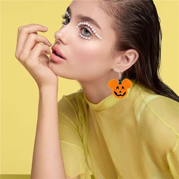 Halloween-Øredobber Akryl Hodeskalle Henge-Øredobber for Kvinner Halloween Gresskar Øredobber Ånd Øredobber Klipp Glitterpulver