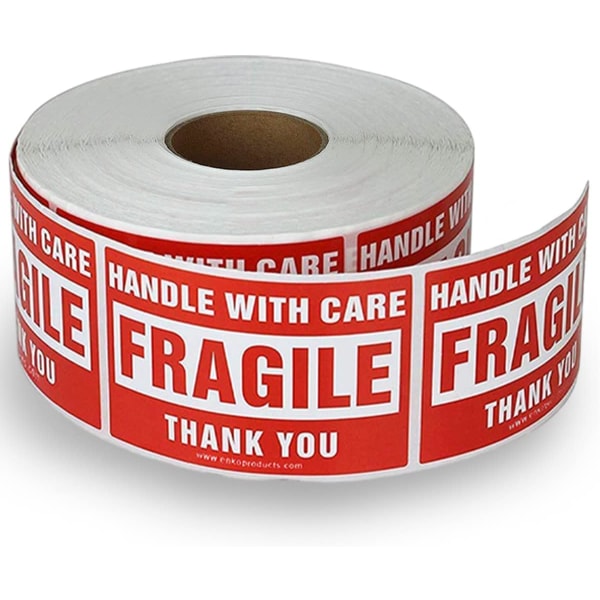 2 x 3 tum Fragile Stickers Hantera med försiktighet Varning Packagi