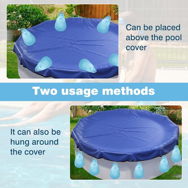 12 stycken pooltäckvikter, poolvattenpåsar, pooltäckhängpåse, pooltäcktillbehör