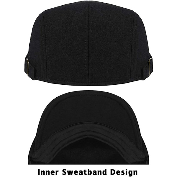 Peaked Cap Herre Flat Cap Svart Kjøring Cabbie Jakt Flat Cap N