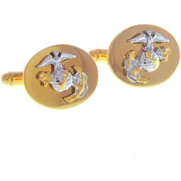 Marines Anker Globe 2-Tone Eagle Manschetknapper i en Gaveæske &amp; Polerklud