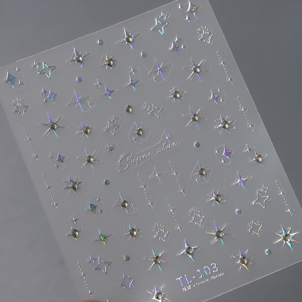 Stjärn-nagelstickers för nagelkonst 5D Präglade Självhäftande Aurora Stjärn-nagelstickers Stjärn-nageldekaler med Glitter Glänsande Nagelkonst Design Stjärn-naglar