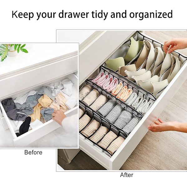 6 Underbukser Skuffe Organizer Foldbar Sok BH Skuffe Divider