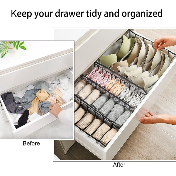 6 Underwear Drawer Organizer Foldable Sock Bra Drawer Divide