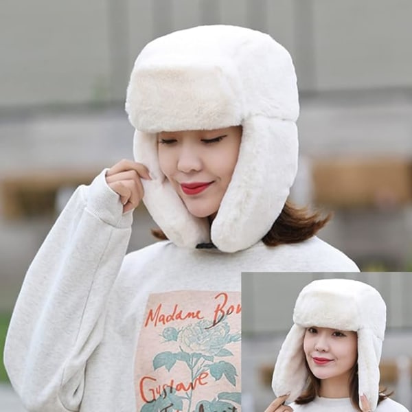 MH-Varm Trapper-hatt för kvinnor - Vinterryska hattar med öronlapp