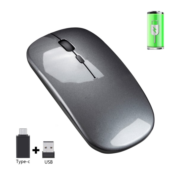 2.4G genopladelig trådløs mus (grå)