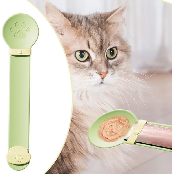 Klämsked för kattgodis, sked för våtfoder till katter, skeddispenser