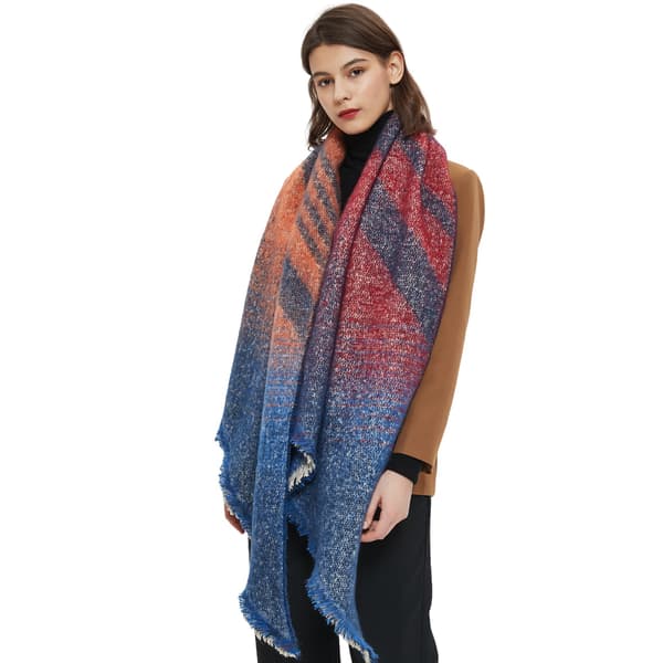 Diagonal stripet skjerf (blå brun 240x40cm)