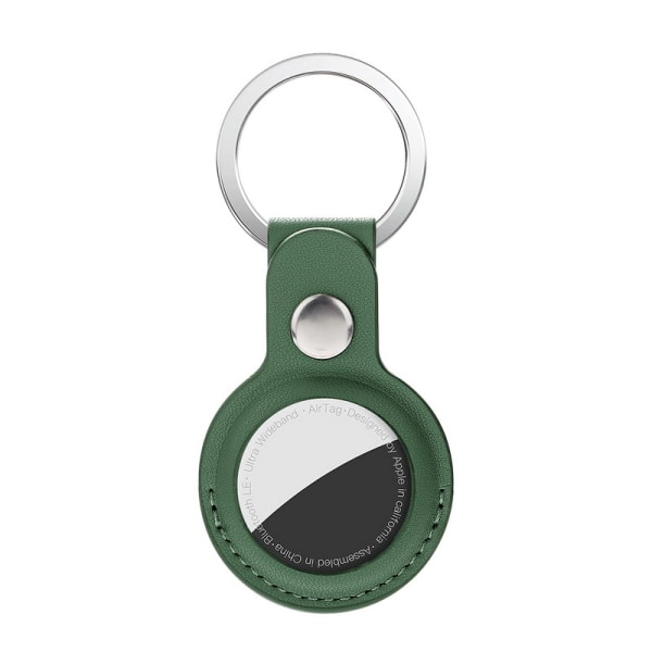 Til Apple AirTag læder nøglering, enkelt hul (grøn)