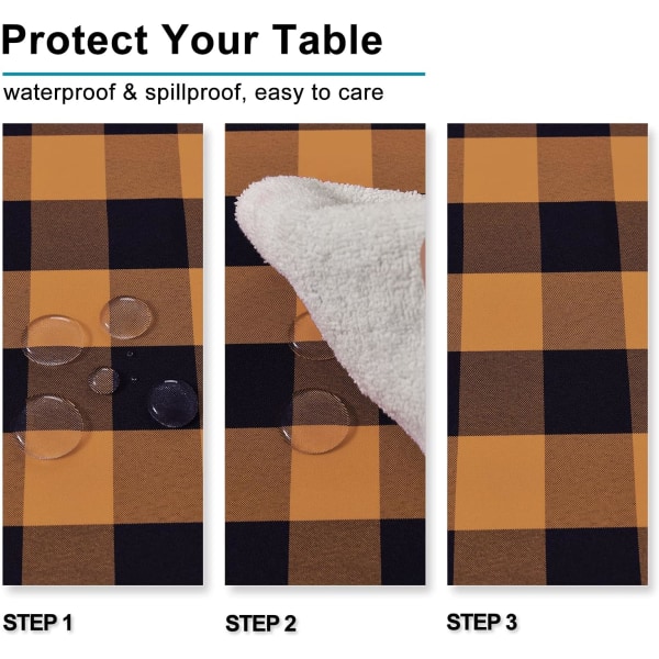 Waterproof Buffalo Check Tablecloth, 2 Pack, 35.4 x 59 inch