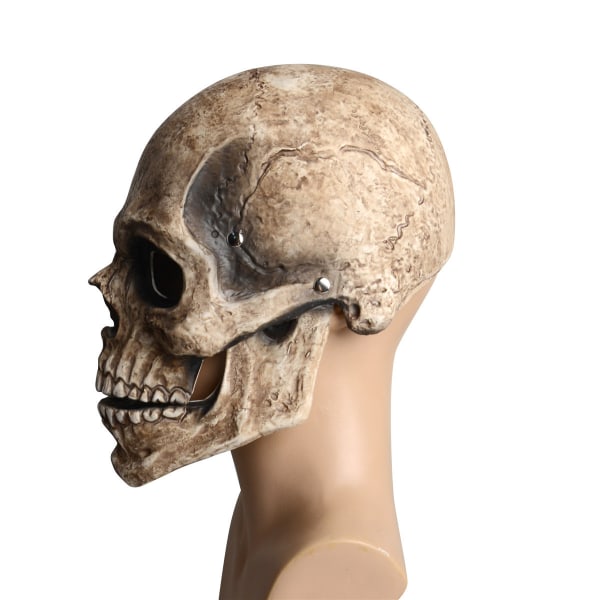 1 Halloween-maske, skræmmende Halloween-maske med fuldt hoved med skræmmende latex-hjelm med bevægelig kæbe med bevægelig