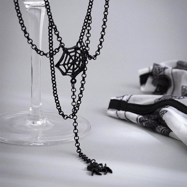 Harry og Henry Halloween Halskjede Svart Choker Halskjede Gothic Bat Vampire Witch Halskjede Edderkopp Slange Henger Choker H